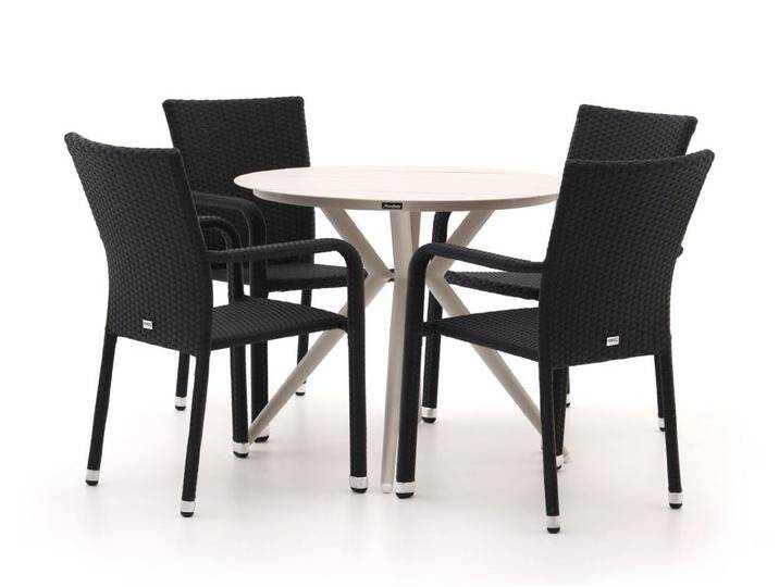 Forza Fossano/Sora ø 90 cm Gartenmöbel-Set 5-Teilig Stapelbar von Keessmit Gartenmöbel