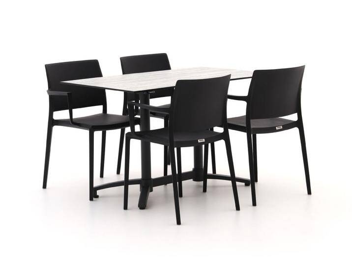 Forza Sile/Canzo 120 cm Gartenmöbel-Set 5-teilig stapelbar klappbar von Keessmit Gartenmöbel