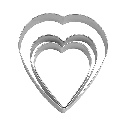 Ausstechformen-Set in Herzform, Edelstahl, 13,2 cm, 10,4 cm, 8,9 cm, 3-teilig von Keewah