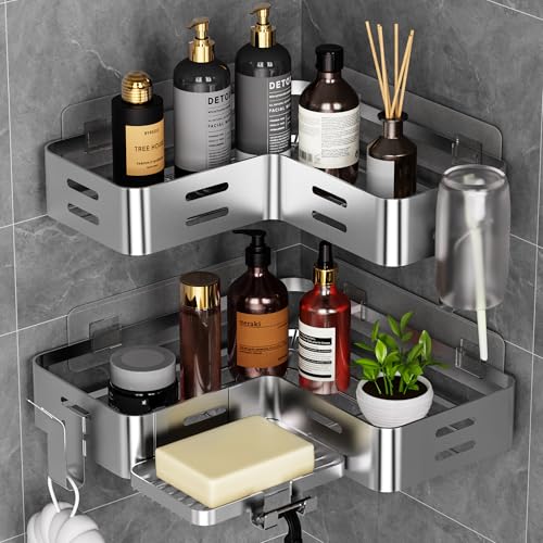 KEGII Duschablage Ecke - Duschregal ohne Bohren Badezimmer Regal, Dusche Halterung Edelstahl, Shampoo Halterung für Dusche von Kegii