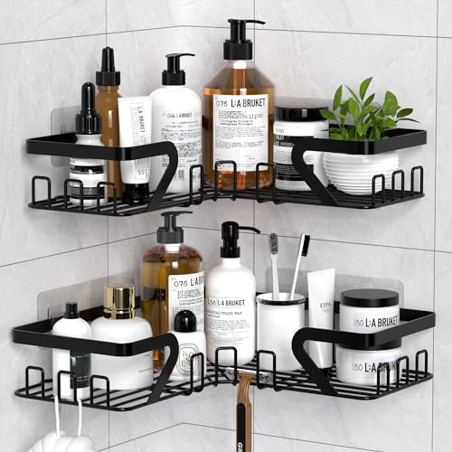 Kegii Duschablage Ecke - Duschablage ohne Bohren, Duschregal Shampoo Halterung Für Dusche Duschkorb Dusche Halterung Badezimmer Organizer, Schwarz von Kegii