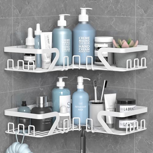 Kegii Duschablage ohne Bohren - Duschregal Ecke, Duschregal Shampoo Halterung Für Dusche Duschkorb Dusche Halterung Badezimmer Organizer, Weiß von Kegii