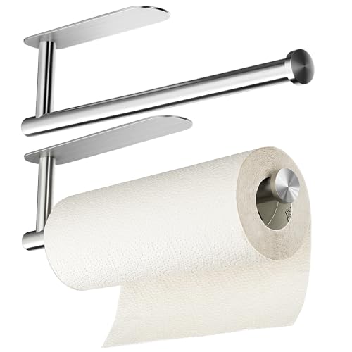Kegii Küchenrollenhalter Edelstahl 32cm (2er Pack) – Selbstklebend – Für Küchenrolle, Alufolie & Lappen – Unter Schrank oder Wandmontage von Kegii