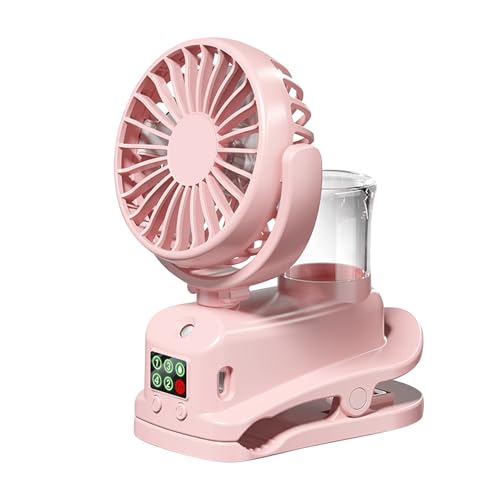 1200MAH Clip Ventilator,4 Geschwindigkeiten & 360°Drehung Tragbarer USB Ventilator Akku,Leise Wandventilator Batteriebetriebener Tischventilator mit Wasserkühlung für Büro Kinderwagen Schlafzimme (03) von Keho Keho Kehongdun