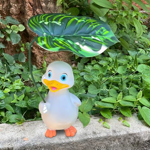 Deko Garten Ente Figuren,Harz Handheld Blatt Ente Statue Gartendeko,Niedlichen Tiere Ornament Gartenfigur für Außen,Hängende Enten Miniteich für Teichschale Miniteich Terrassenteich Zinkwannen (02) von Keho Keho Kehongdun