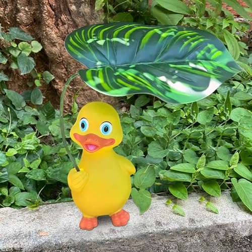 Deko Garten Ente Figuren,Harz Handheld Blatt Ente Statue Gartendeko,Niedlichen Tiere Ornament Gartenfigur für Außen,Hängende Enten Miniteich für Teichschale Miniteich Terrassenteich Zinkwannen (01) von Keho Keho Kehongdun