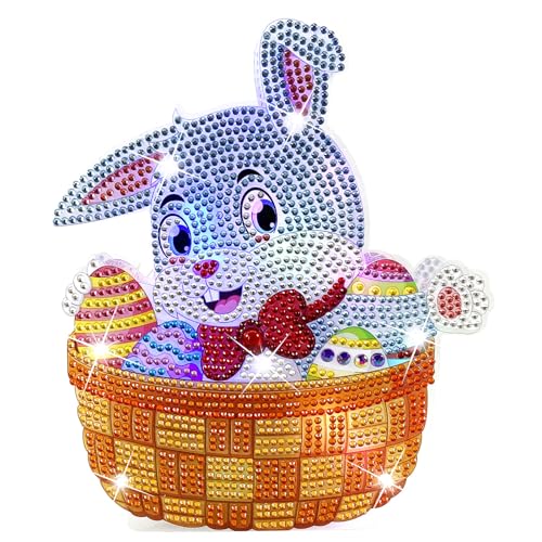 Diamond Painting Ostern Deko,Ostereier Malerei Tischdeko Nachtlicht,DIY Diamant Malerei Hase Easter Decoration,Diamant Malerei Frühling Geeignet für DIY Handgemachte Ostern Dekoration Ornamente (E) von Keho Keho Kehongdun