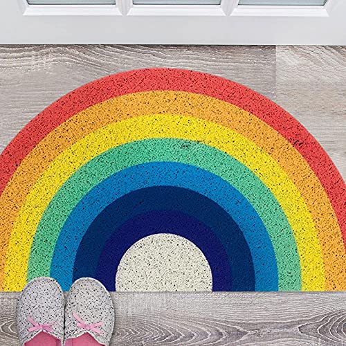 Halbrunde Fußmatte Regenbogen Kokosmatte,80x40cm Willkommen Türmatte ,Farbige Eingangsmatte Schmutzfänger Barriere Fußmatten Sauberlaufmatte,Fußbodenmatte für Badezimmer Küche Badezimmer von Keho Keho Kehongdun