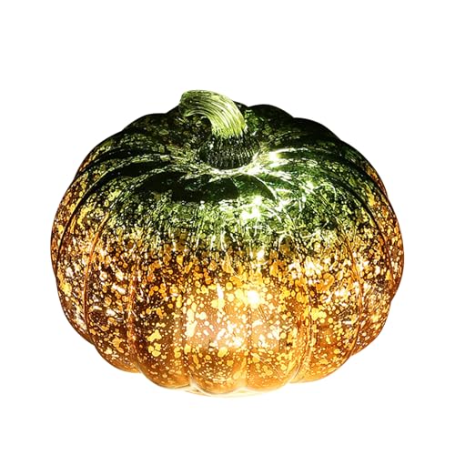 Halloween Deko Kürbis Lichter mit LED Timer,Herbstdeko Glas Kürbis Deko Figuren mit LED Lichter,Flackerndes und Twinkle Effekt Kürbislaterne für Halloween Erntedankfest und Herbst Dekor (04) von Keho Keho Kehongdun