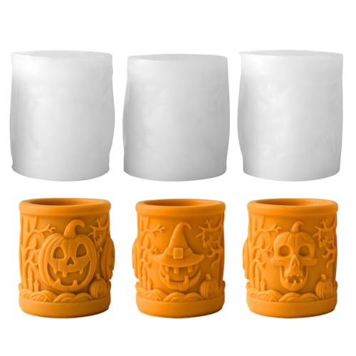 Halloween Deko Silikonformen Kerzen,3D Halloween Kerzen Formen Silikon mit Kürbis und Geistermotiv,Helloween DIY Kürbis Geister Silikonformen Kerzenform für Seife Aromatherapie Kerzen Dekoration (04) von Keho Keho Kehongdun