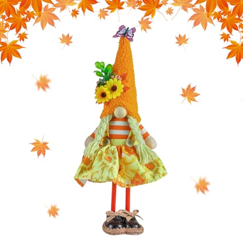 Herbstdeko Wichtel,Sonnenblume Zwerg Plüsch Elfe Puppe Herbsternte Wichtel Figuren,Herbst Wichtel Erntedankfest Deko,für Thanksgiving Halloween Home Wohnzimmer Tablett Party Tisch Dekorationen (B) von Keho Keho Kehongdun