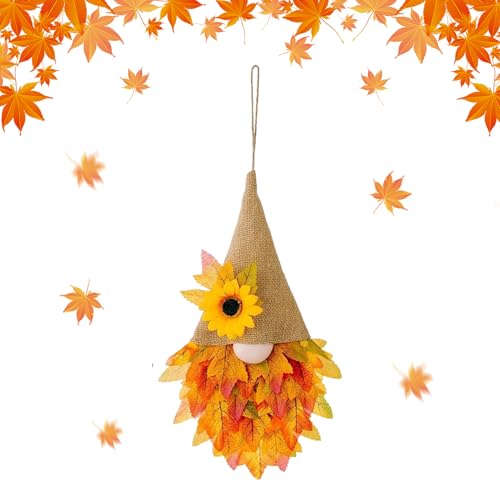 Herbstkranz Haustür Herbstdeko Türkranz Herbst Außen,Herbst Wichtel Girlande Künstliche Ahornblättern Sonnenblume,Tür Fenster Wandbehang Herbst Dekoration für Erntedankfest Thanksgiving Halloween (A) von Keho Keho Kehongdun