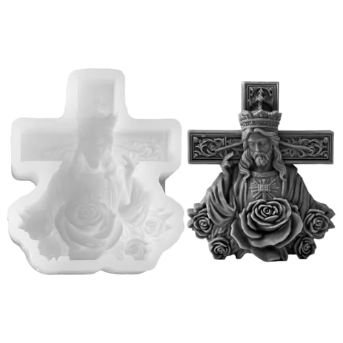 Kreuz Jesus Silikonformen Gießformen Halloween,DIY Kerzenform Gipsform Gießform Epoxidharz Form Kreuz Silikonform,Halloween Kreuzen Jesus Gipsformen zum Gießen für Handwerk (02) von Keho Keho Kehongdun
