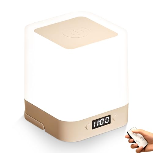 Nachttischlampe Nachtlicht Touch Dimmbar mit Display,4800mAh Aufladbar Stilllicht Baby mit 3 Modi und Timing Funktion,USB Nachtischlampen Tischleuchte für Deko Schlafzimmer (mit Fernbedienung) von Keho Keho Kehongdun