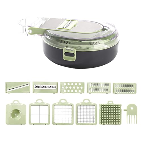 Gemüseschneider,Multifunktional Gemüsehobel,Würfelschneider mit 8 Austauschbare Klingen Vegetable Chopper,Gemüse Zerkleinerer Eignung Würfeln/Stifteln/Schneiden/Schälen/Aufbewahren von Keho Keho Kehongdun