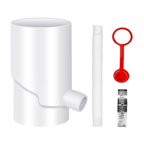 Regenwassersammler,Fallrohr Regensammler für Fallrohre,Downspout Diverter mit Schlauch und Edelstahl Schlauchschelle,Regenumleitung Ablauf Verbinder Dichtungsstopf für Dachrinnen (Weiß) von Keho Keho Kehongdun