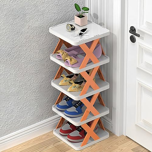 Schuhregal,5 Ebene Stapelbar Schuhablage Schmal Shoe Rack Schuhschrank,Schuhregal für Schränke Schlafzimmer und Eingangsbereiche,Schuhregal Platzsparend,für Wohnzimmer,Flur,Badezimmer Shoe Rack von Keho Keho Kehongdun