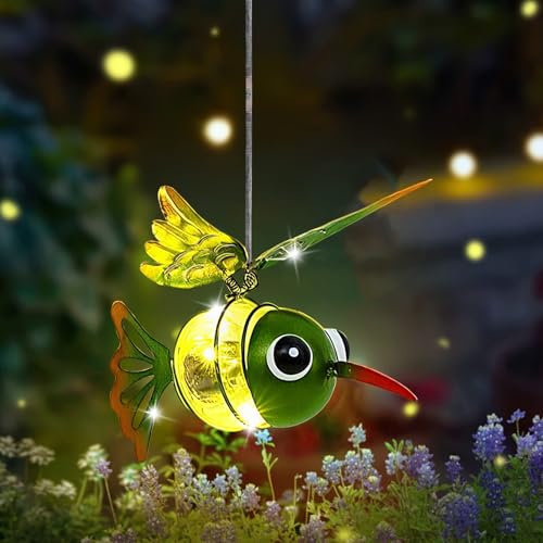 Solarlampen für Außen Hängend,4 LED Solargartenlichter,Kreative Kleine Skulptur Lichter Langlebig Wasserdicht,IP55 Solar Gartendeko mit LED Licht für Hof Terrasse Gehweg Dekoration (Kolibri) von Keho Keho Kehongdun