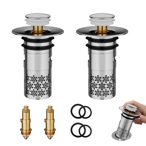 Keho Keho Kehongdun Waschbeckenstöpsel mit Sieb, Abflussstopfen für 33-40mm Abfluss, für Waschbecken Bad Küchenspülen (2) von Keho Keho Kehongdun