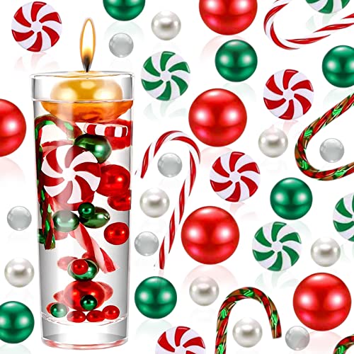 Weihnachten Vasenfüller Granulate Wasserperlen Dekorationsset für Floating Candles Schwimmkerzenvase Wassergelperlen Schneeflocken Süßigkeiten Weihnachtsvasenfüller Selbstgemachte Weihnachtsvase von Keho Keho Kehongdun