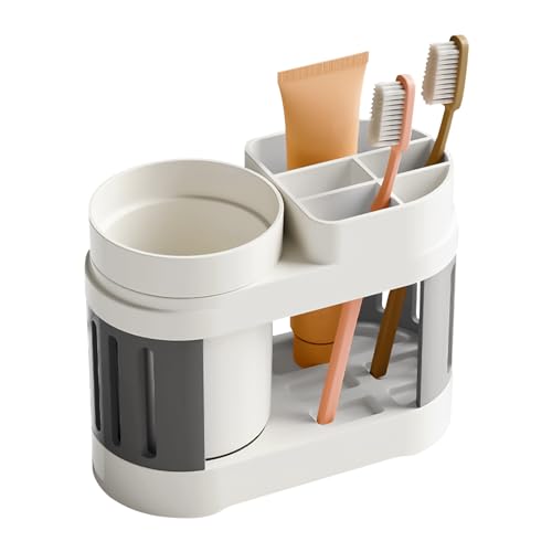 Zahnbürstenhalter Elektrische Zahnbürste Organizer,Toothbrush Holder mit Rutschfester Basis,Badezimmer Organizer mit Zahnputzbecher,Zahnbürsten Aufbewahrung Geeignet für Camping Wanderreisen Zuhause von Keho Keho Kehongdun