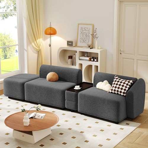 Kehun Sofa Freizeitsofa mit Schlaffunktion, Modernen Sofa mit Couchtisch und Stauraum, Schlafsofa Ecksofa mit Fußstütze, Wohnzimmersofa mit Aufbewahrung, Polstermöbel, 3D-Stoff, Grau von Kehun