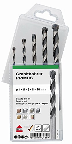 KEIL Schlagbohrersortiment Granitbohrer PRIMUS, 5-teilig, Ø 4,0 / 5,0 / 6,0 / 8,0 / 10,0 mm, in MultiPack, 154 350 410 von Keil