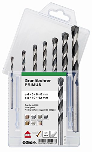 KEIL Schlagbohrersortiment Granitbohrer PRIMUS, 7-teilig, Ø 4,0 / 5,0 / 6,0 / 6,0 / 8,0 / 10,0 / 12,0 mm, in MultiPack, 154 370 412 von Keil