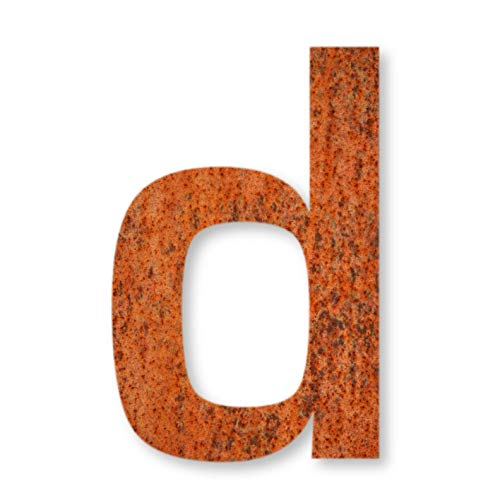 Keilbach, Hausnummer iron.number.240, korrodierter wetterfester Stahl, Typografie Eurostile, Höhe 240 mm, Buchstabe d von Keilbach