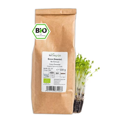 Keimgrün - Bio Kresse Microgreen Samen - 500g Kresse Saatgut - Kressesamen - Regelmäßig überprüfte Keimfähigkeit - Zum ergiebigen Anbau auf Erde als Microgreens von Keimgrün