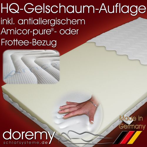Gelschaum Auflage / Topper 100 x 210 cm (Sonderlänge) Frottee-Bezug von Keine Angabe
