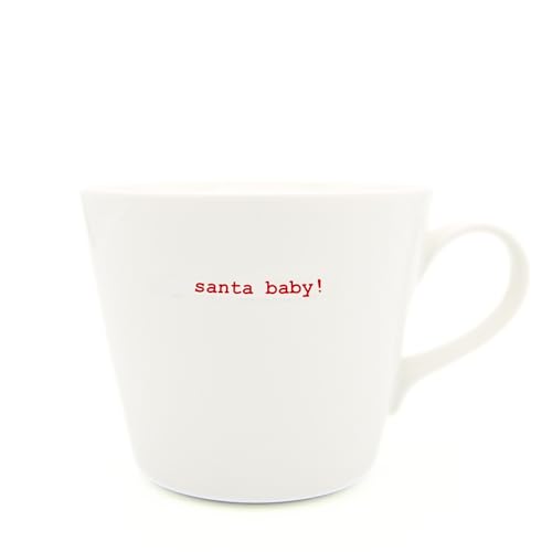 Keith Brymer Jones Weihnachtswort-Serie, Standard-Keramiktasse, weiß, Weihnachtsmann, 350 ml, in Geschenkbox von Keith Brymer Jones