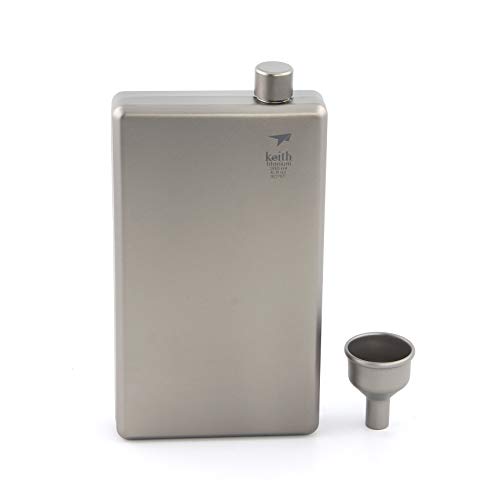Keith Titan-Taschenflasche mit Trichter 120 ml / 200ml (200ml-Sliber[Ti9307]) von Keith