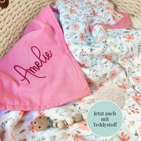 Personalisierte Musselin Babydecke Blumenwiese Wildblumen | Handgemachte Kuscheldecke Namen Geschenk Geburt & Taufe Teddy, Baumwolle Personalisierte Musselin Babydecke Blumenwiese Wildblumen | Handgemachte Kuscheldecke Namen Geschenk Geburt & Taufe Teddy, Baumwolle von Kejki