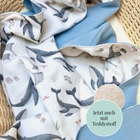 Personalisierte Musselin Babydecke Wale Unterwasserwelt | Handgemachte Kuscheldecke Mit Namen Geschenk Geburt & Taufe Teddy Baumwolle Personalisierte Musselin Babydecke Wale Unterwasserwelt | Handgemachte Kuscheldecke Mit Namen Geschenk Geburt & Taufe Teddy Baumwolle von Kejki