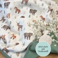Personalisierte Musselin Babydecke Waldtiere | Handgemachte Kuscheldecke Mit Namen Geschenk Geburt & Taufe Teddy Baumwolle Personalisierte Musselin Babydecke Waldtiere | Handgemachte Kuscheldecke Mit Namen Geschenk Geburt & Taufe Teddy Baumwolle von Kejki