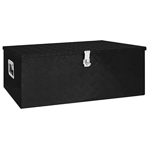 Keketa Aluminiumkiste Werkzeugbox Transportkiste Transportbox Staukasten Werkzeugkasten Aufbewahrungskoffer Alubox Alukoffer Lagerbox Schwarz 100x55x37 cm Aluminium von Keketa