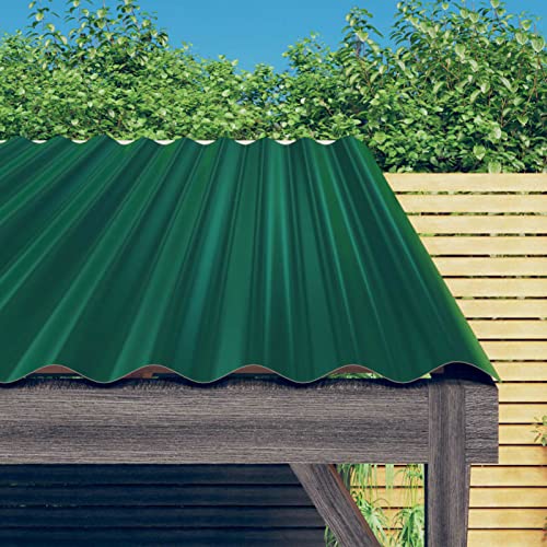 Keketa Dachpaneele 12 STK. Dachblech Stahlblech Dach Dachplatten Metalldachpaneele Dachblech für Dach, Schuppen, Ställe Pulverbeschichteter Stahl Grün 100x36 cm von Keketa