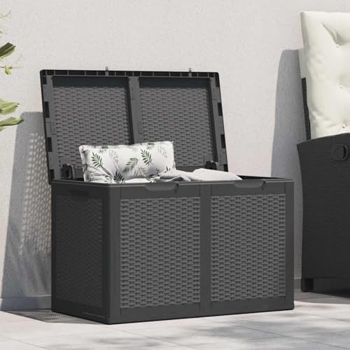 Keketa Homgoday Garten-Aufbewahrungsbox 180 L Schwarz PP Rattan Aufbewahrungs- und Flurbänke Model151228 von Keketa