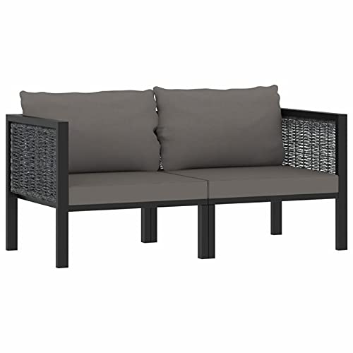 Keketa Gartenmöbel Set Gartensofa 2-Sitzer-Sofa mit Auflage Sitzgruppe Garten Garnitur Lounge Sofa Sitzgarnitur Gartenset Ecksofa Balkonlounge Terrassenmöbel Anthrazit Poly Rattan von Keketa