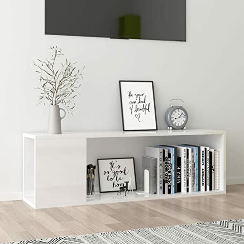 Keketa TV-Schrank Fernsehschrank für TV Fernsehtisch TV Lowboard für Fernseher Unterschrank TV-Regal für Wohnzimmer Unterhaltungsraum Hochglanz-Weiß 100x24x32 cm Holzwerkstoff von Keketa