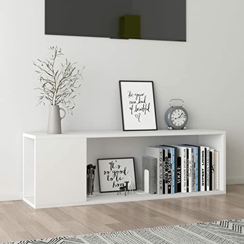 Keketa TV-Schrank Fernsehschrank für TV Fernsehtisch TV Lowboard für Fernseher Unterschrank TV-Regal für Wohnzimmer Unterhaltungsraum Weiß 100x24x32 cm Holzwerkstoff von Keketa