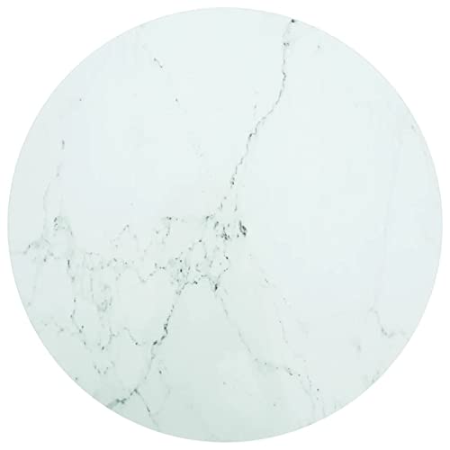 Keketa Tischplatte Ersatztischplatte Marmorplatte Glasplatte Schreibtischplatte Tischplatte Ersatztei für Esstisch Couchtisch Gartentisch Weiß Ø80x1 cm Marmordesign von Keketa