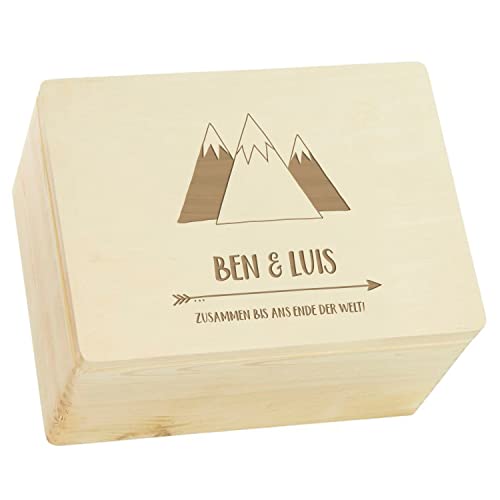 Kekskrone Personalisierte Erinnerungsbox Kinder - Adventure Serie - Icons | Natur, Holz FSC® - ca. 40 x 30 x 24 cm von Kekskrone