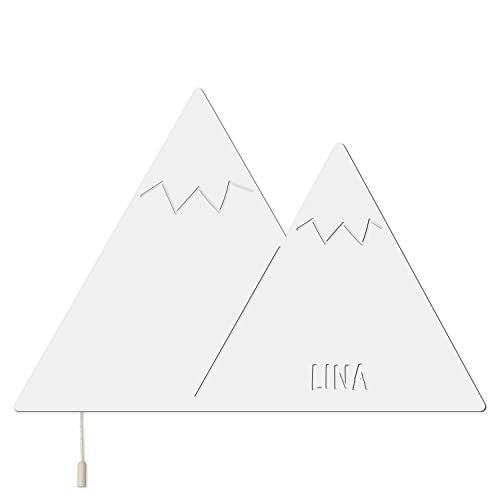 Kekskrone Schlummerlicht Personalisiert - Adventure: Berge - LED Nachtlicht Baby & Kinder - Geschenk zur Geburt & Taufe | Weiß von Kekskrone