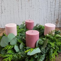 Adventskranzkerze, 4Er-Set, Stumpenkerze, Blockkerze, Minimalistisch Schlicht, Moderner Skandi-Look, Matte Textur von KekuKerzenkunst