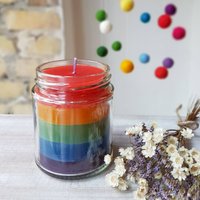 Kerze Im Glas, Schichtweise Eingegossen, Pastell Und Regenbogenfarben, Teilweise Aus Recyclewachs, Windlicht Kerze Im Glas, Schichtweise Eingegossen, Pastell Und Regenbogenfarben, Teilweise Aus Recyclewachs, Windlicht von KekuKerzenkunst