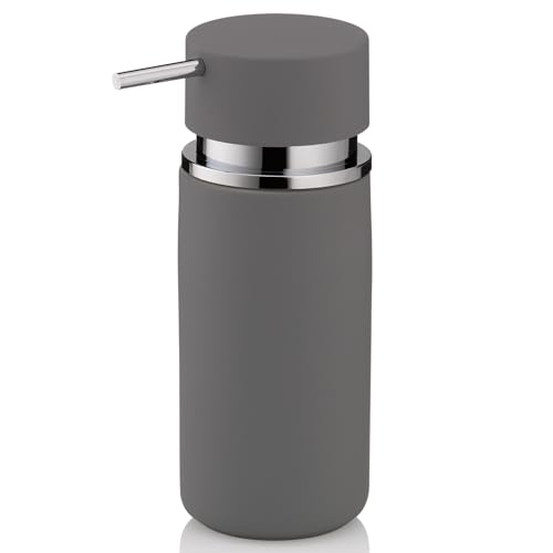 kela Seifenspender 300 ml PER, Seifenspender grau Keramik, rutschfeste Oberfläche, Pumpflasche, Spülmittelspender, matt kela Seifenspender 300 ml PER, Seifenspender grau Keramik, rutschfeste Oberfläche, Pumpflasche, Spülmittelspender, matt von kela