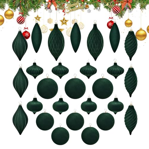 Beflockter Weihnachtsschmuck,Beflockte Weihnachtskugeln, 27x bruchsichere Samtkugeln Baumschmuck, Bruchsicheres Hängekugel-Set, beflockte Kugelornamente für Baum, Kamin, Tischplatte von Kelburn