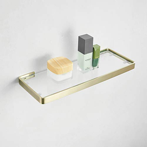 Badezimmer Glasablage 55 cm, Gebürstetes Gold, Glas und Edelstahl von Kelelife